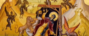 Saint Anthony struggling with demons