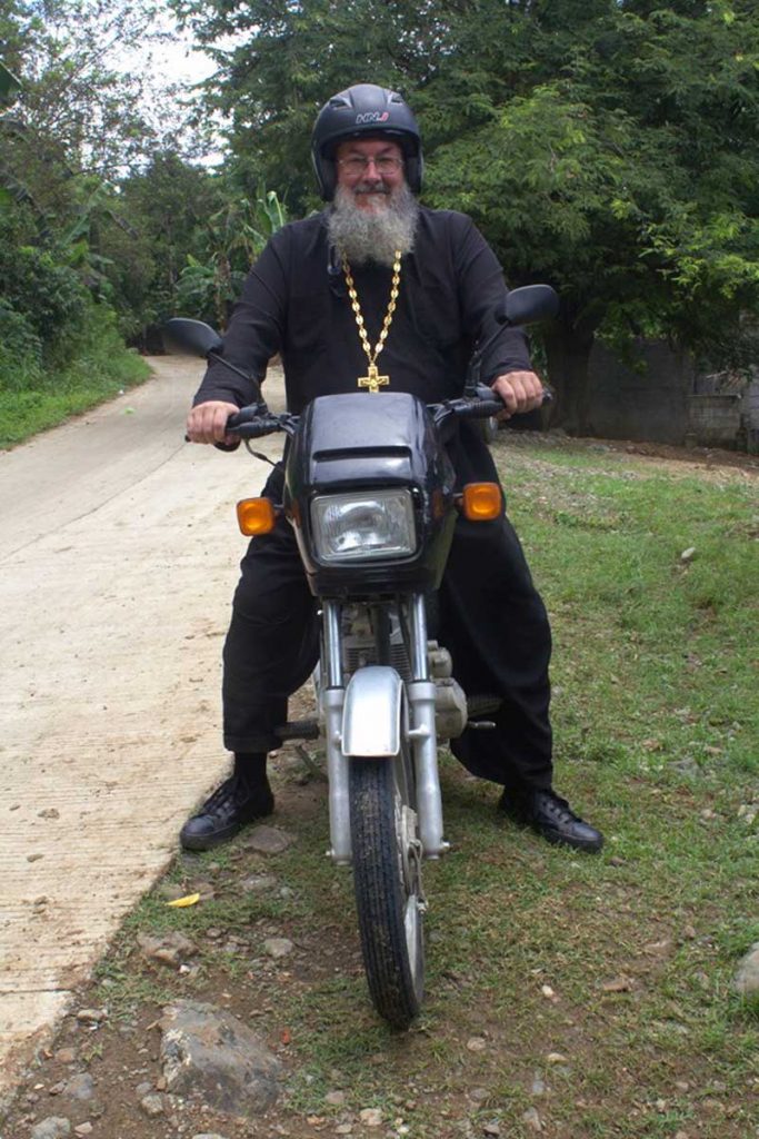 Father Silouan on motorcycle