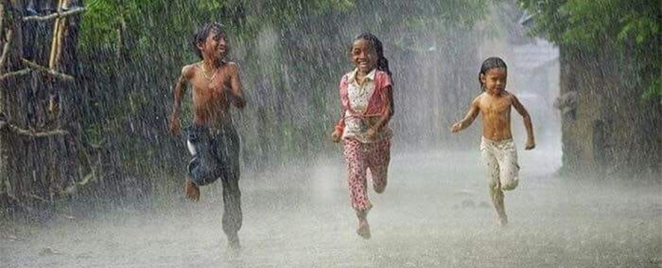 Kids in rain